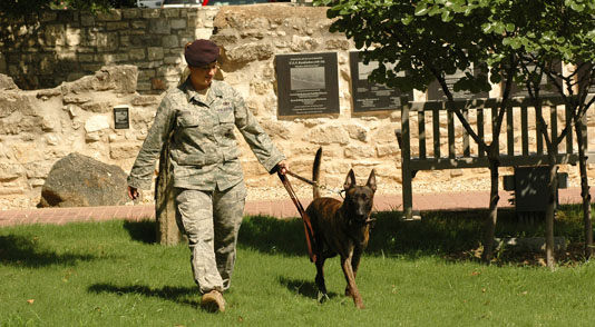 Army dog handler in Fredericksburg, Texas