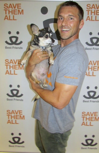 Brandon McMillan at Best Friends Animal Society Adoption Center with Thomas the dog photo 3 - 09-24-13
