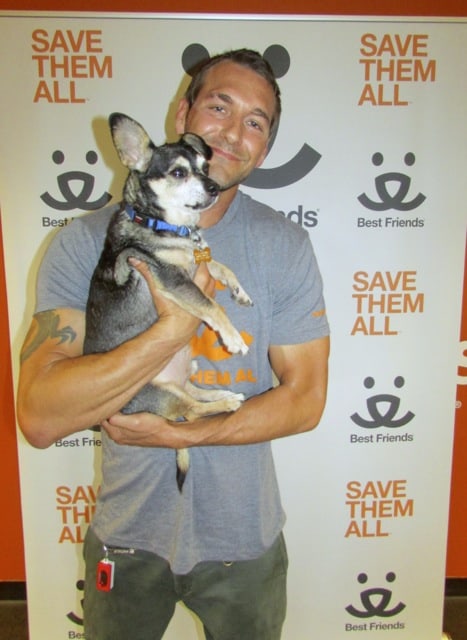 Brandon McMillan at the Best Friends Adoption Center with Thomas the Dog photo 2 - 09-24-13