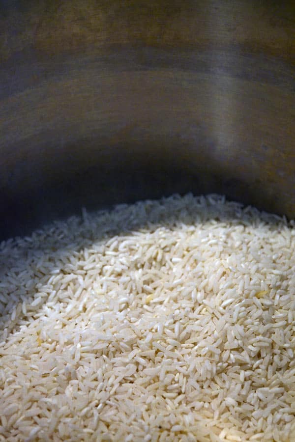 white rice in stockpot