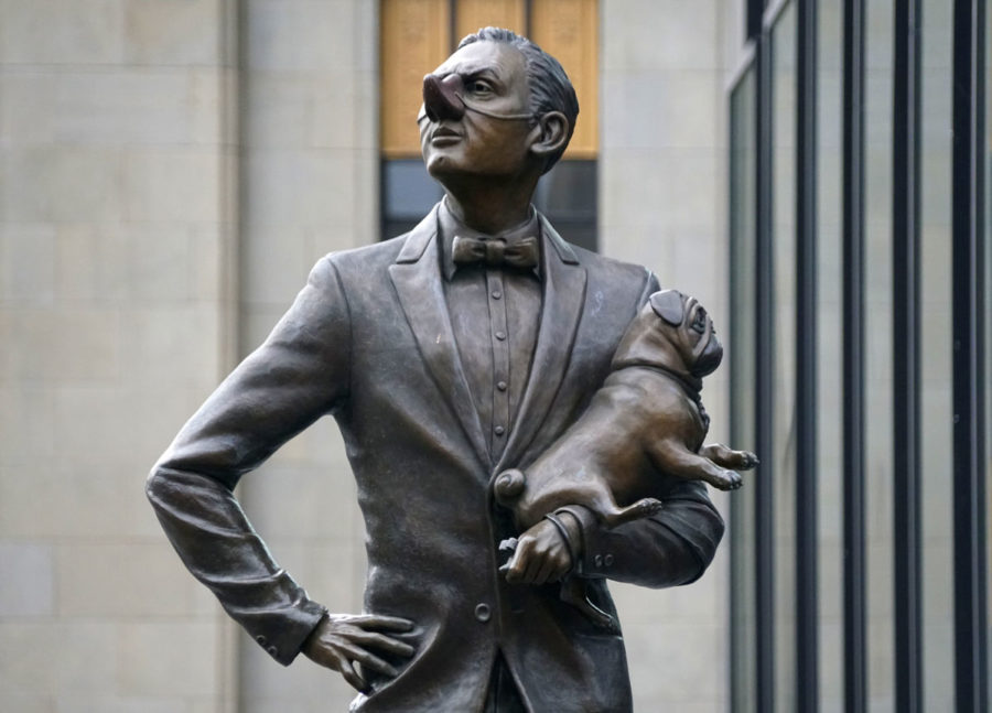 Pug statue,  Place d'Armes created by Montreal-born artist Marc-Andre J. Fortier 