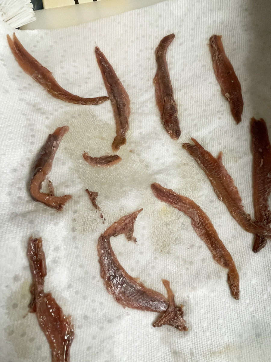 rinse anchovies and drain