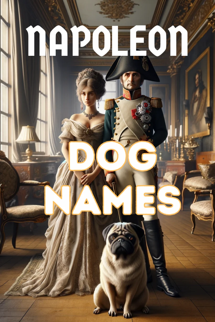 Pinterest illustration of Napoleon names for dogs