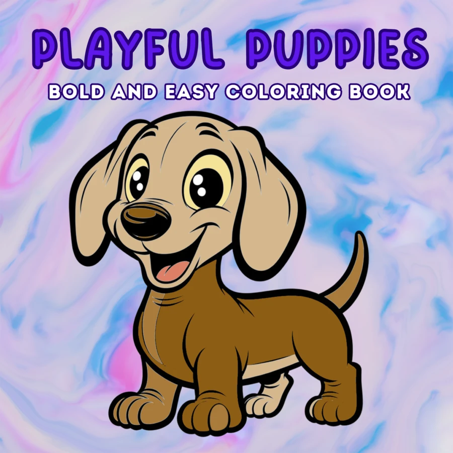 Playful Puppies Bold and Easy Coloring Book